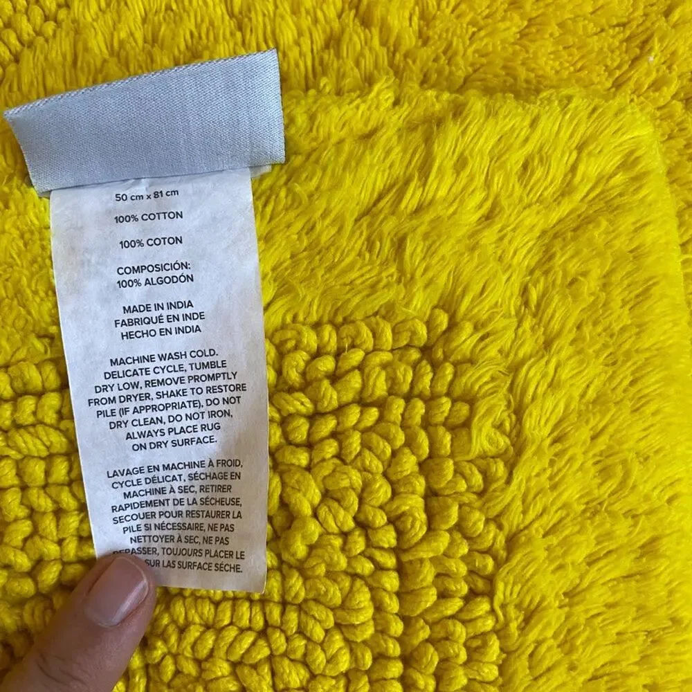 NWT UGG Emma Bath Rug Mat Cotton reversible Yellow 20x32 in